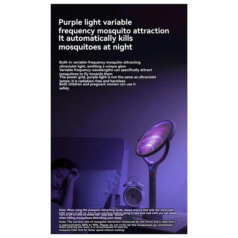 ABGH-Insulated Safety Fast Charging 5-In-1 Fly Bug Swatter, Adjustable Electric Mosquito Lamp With ABS Racket