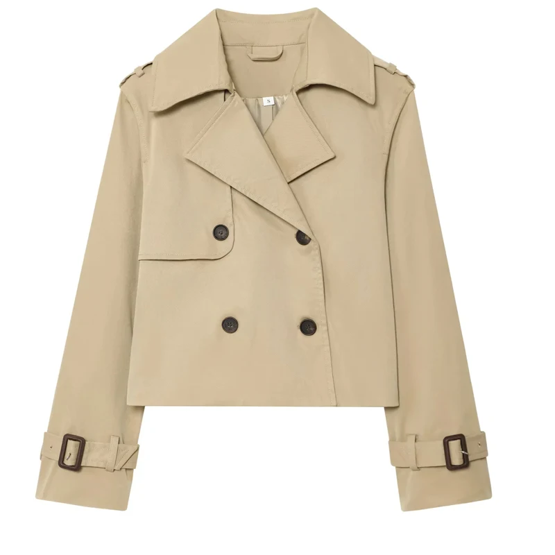 HXAO femme veste d'extérieur Demi-saison coupe-vent manteau nouveau dans les vestes à manches longues veste courte Double boutonnage manteaux courts