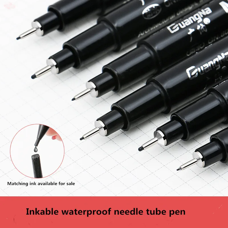 6/9Pcs Guangna Needle Pen Waterproof Thread Pen Clothing Edge Tracing Anime Design Hand Drawing Edge Drawing Pen Outline