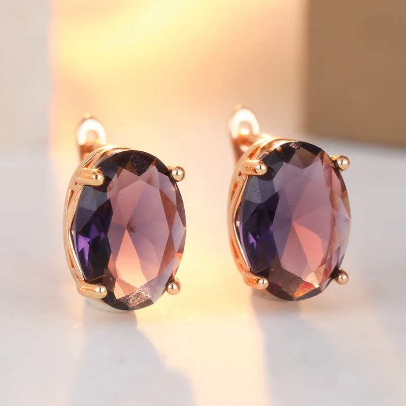 Simple Elegant Atmospheric Golden Plated Earrings Inlay Synthetic Zircon Women's Banquet Wedding Party Earrings Jewelry