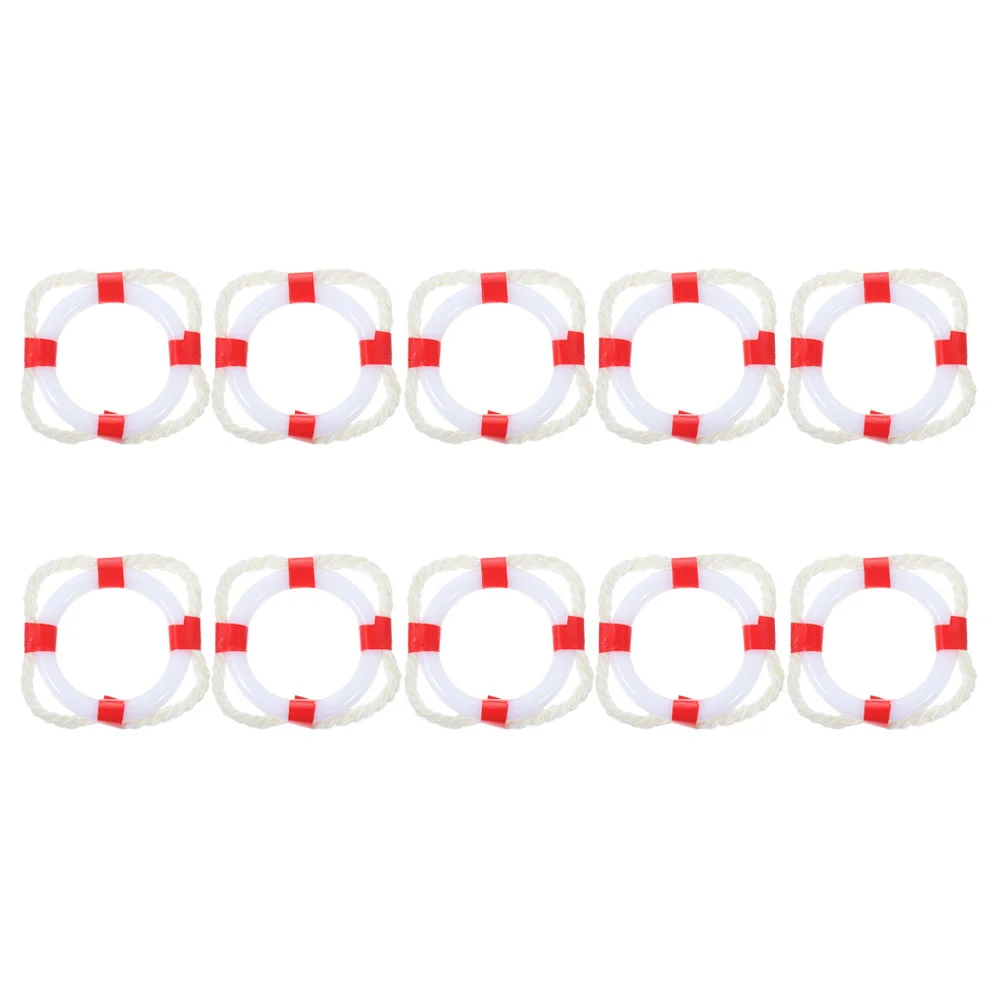 10 Pcs Mini Life Buoy Swimming Ring Photo Props Plaything Lifebuoy Adorns Tiny Rings Plastic Simulated