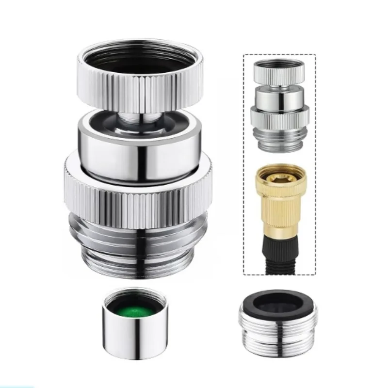 2 PCS US 360 degree universal head rotating 3/4GHT chrome plated garden hose threaded faucet adapter