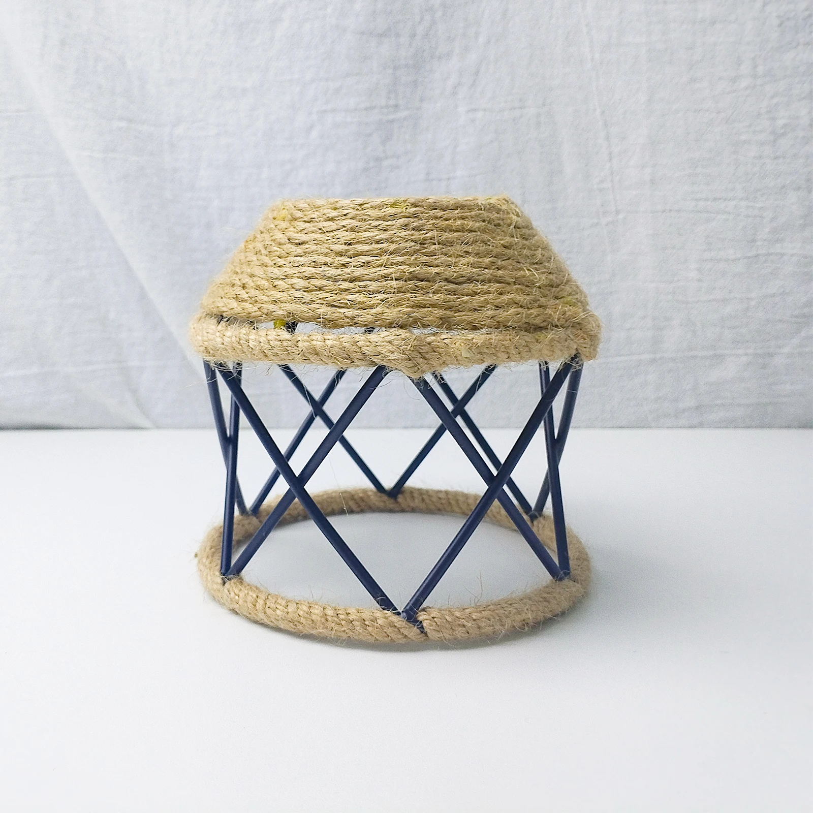 Bohemian Lamp Shade, Bell Rope Wrapped Diamond Black Frame for Pendant Table Lamp Decor