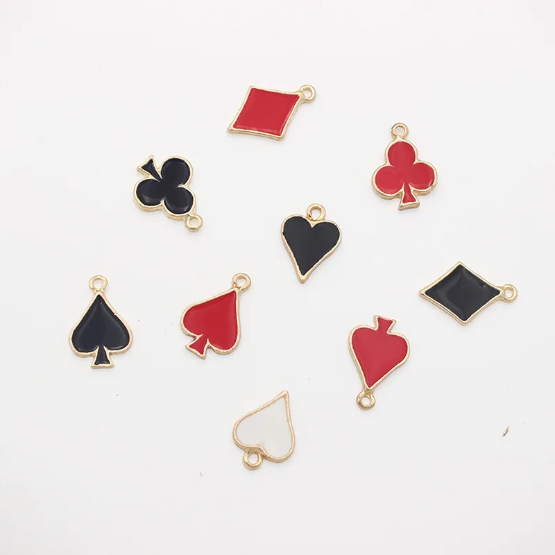 20pcs/Lot Enamel Playing Card Shape Enamel Charms KC Gold Color Tone DIY Jewelry Bracelet Earring Making Pendants