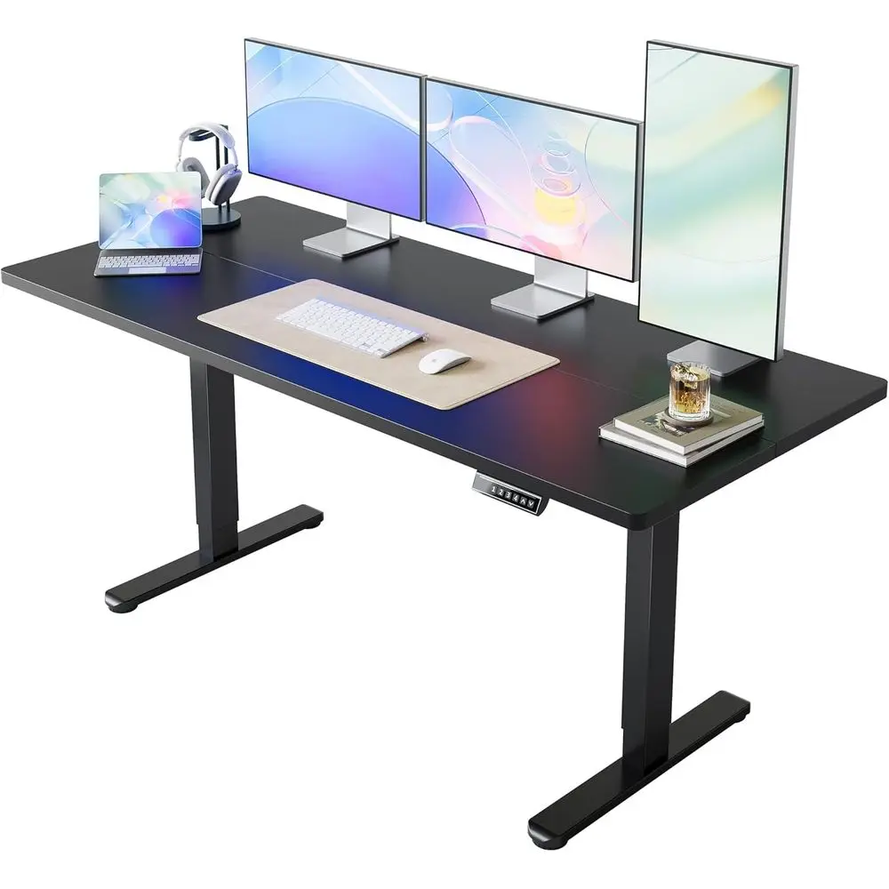 

71 30 Adjustable Electric Standing Desk, 4 Memory Heights, Home Office & Computer Workstation, Black