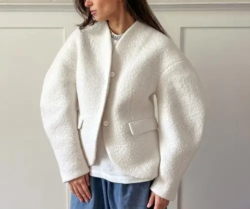 Women's Thickened Woolen Coat Autumn Winter New Style Socialite Coarse Wool Small Fragrant Top for 2025