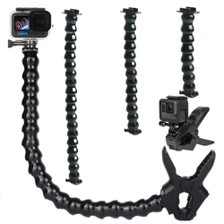 Flex Clamp Arm Mount With Adjustable Gooseneck Flexible Jaws Clip Bracket Holder For GoPro Hero 10 9 8 7 4 Action Camera Support