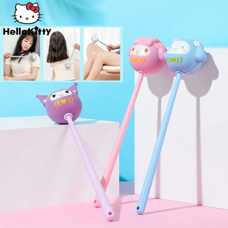 Sanrio Kuromi Melody 3D Elasticity Back Knock Massage Hammer Stress Fatigue Relief Handle Relaxing Massager Stick Tool Body Care