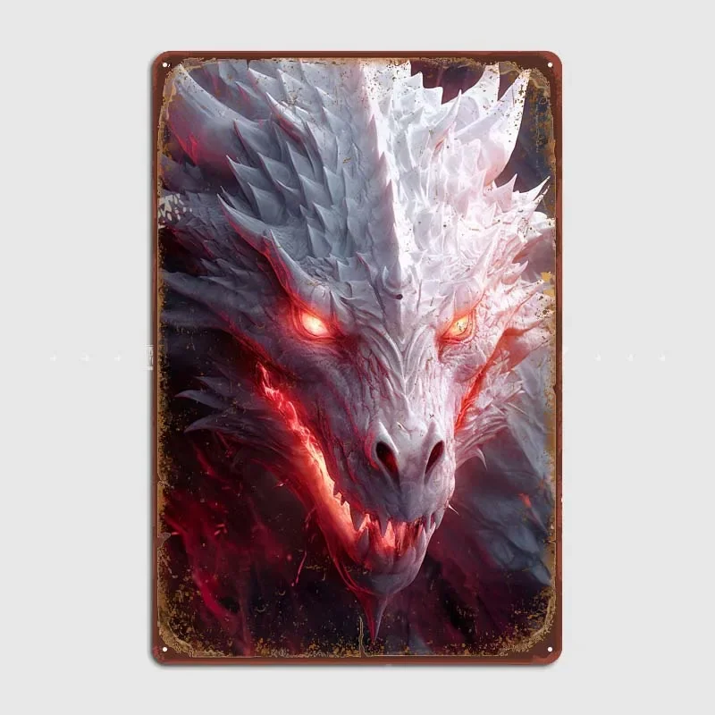 Mystical White Dragon Vintage Custom Metal Signs Home Decoration Accessories Wall Art Mural Gamer Room Decoration Poster Decor