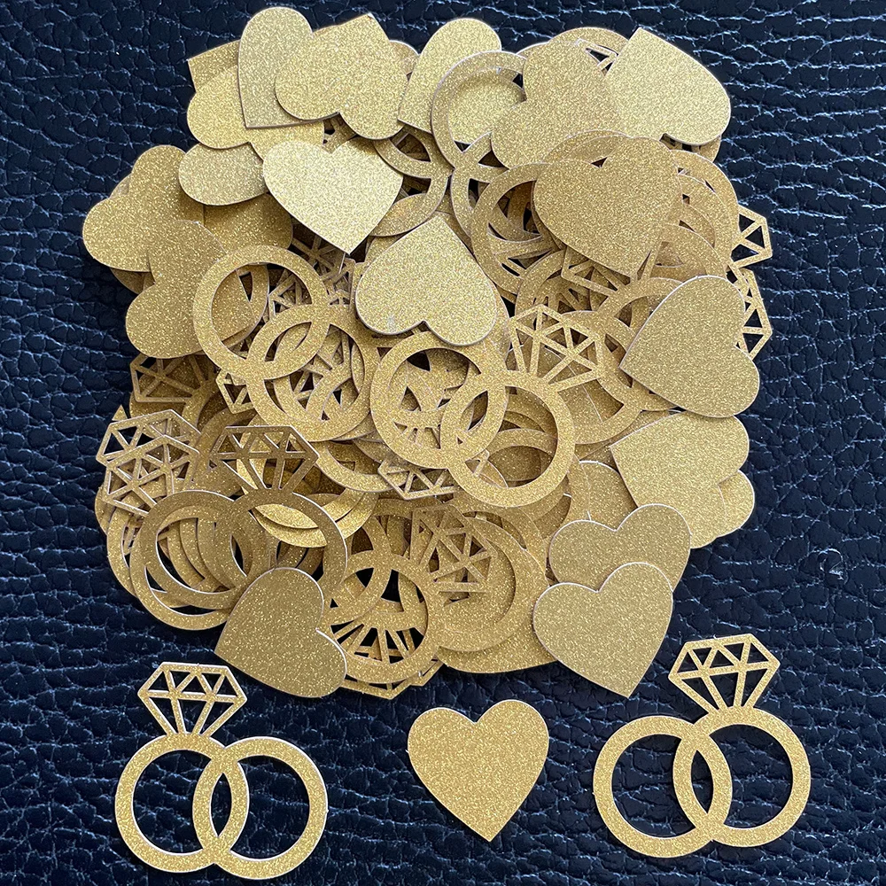 100 sztuk papier brokatowy konfetti urodziny ślub zaręczyny Bridal Baby Shower wieczór panieński wystrój stołu