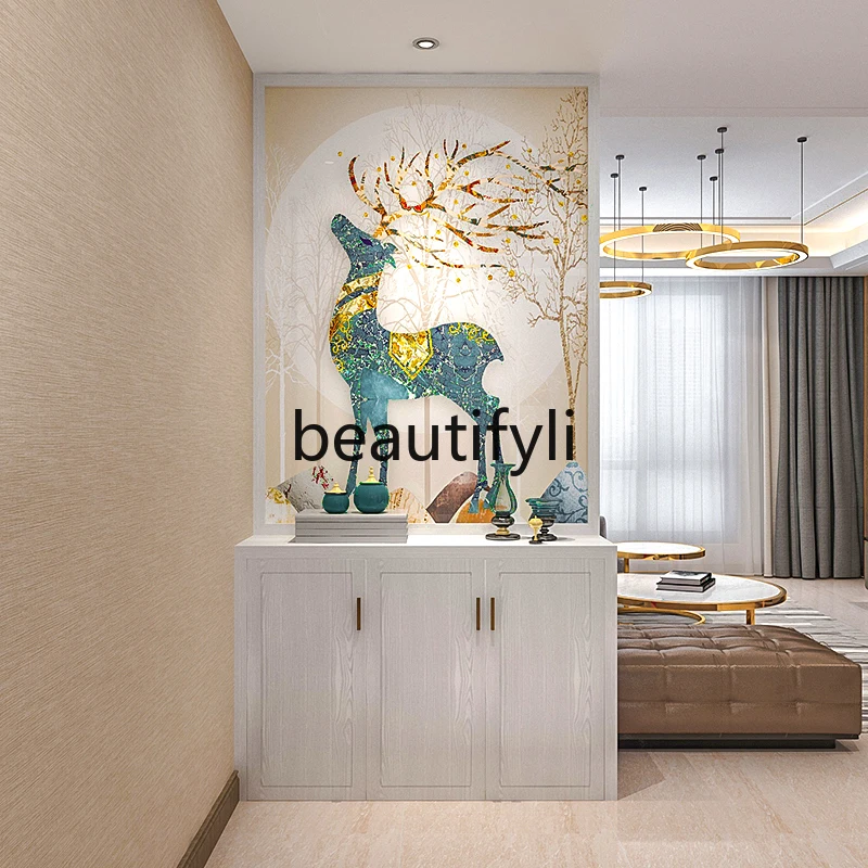 

Nordic light luxury screen living room double-sided door entrance porch partition shoe cabinet bedroom seat screen elk