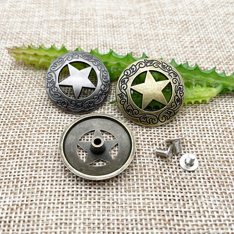 5 sztuk skórzane Conchos Craft Bukle Texas Star siodło Western Rodeo skórzane Tack DIY wyroby skórzane akcesoria dekoracyjne