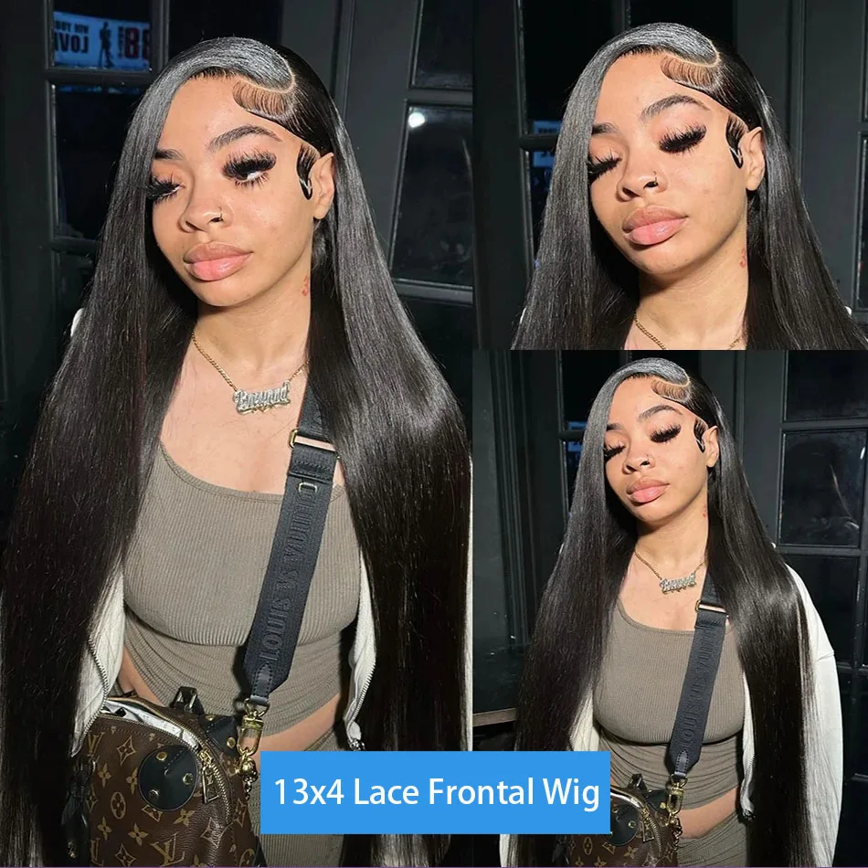 200% 13x4 Bone Straight Lace Front Wigs Human Hair Brazilian Remy Transparent 13x6 HD Lace Frontal Wig 26 28 30 Inch Closure Wig