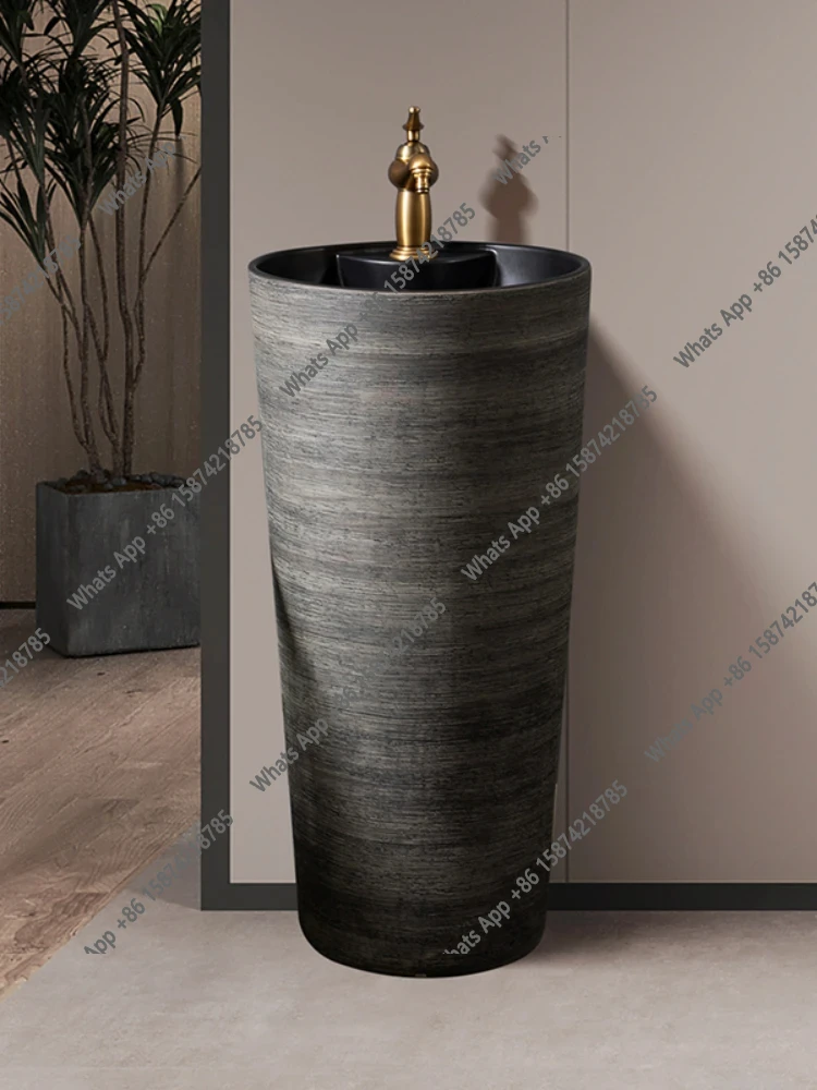 Basin One-Piece Floor-Mounted Bathroom Sink Wash Basin Retro Pedestal Washbasin Pedestal Designer