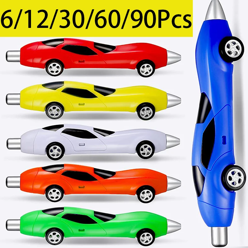 

6-90Pcs Cartoon Car Ballpoint Pen Stationery Cute Car Shape Ball Pens Prizes Small Gifts