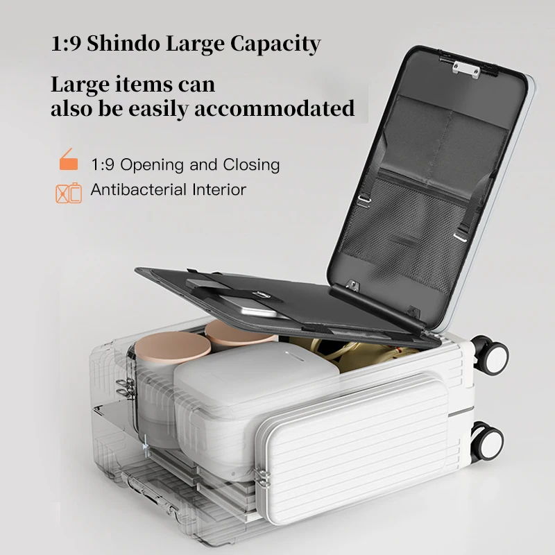 حقيبة فتح أمامية متعددة الوظائف بثلاثة فتحات على الطراز الجديد، مادة كمبيوتر مقاس 20 بوصة مع جيوب مزدوجة الجانب، سعة كبيرة