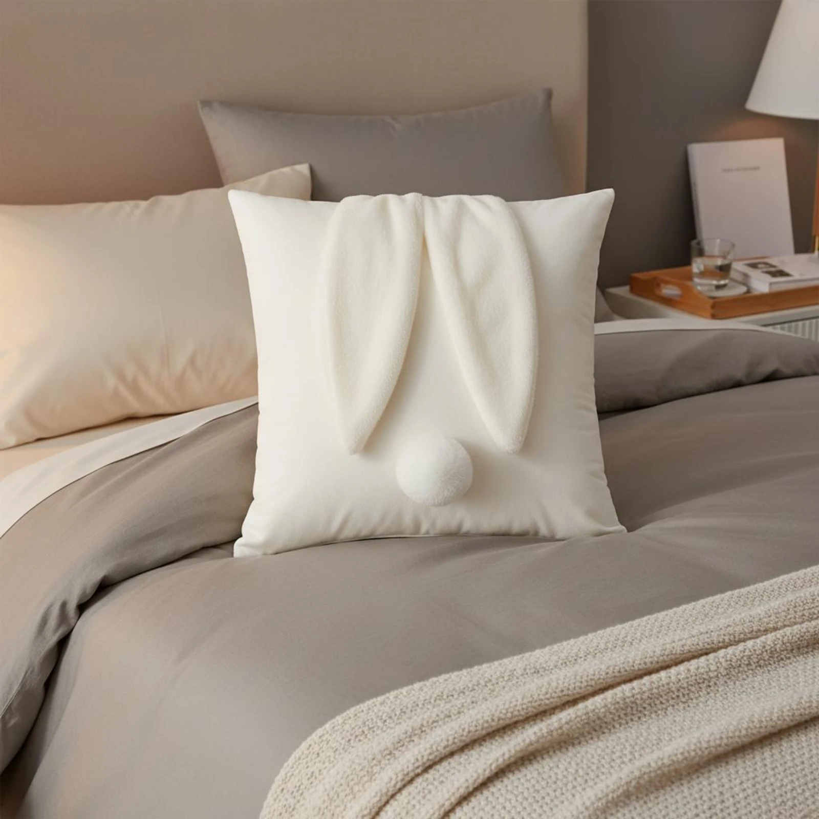 Soft Bunny Pillow Square Bunny Throw Pillow Rabbit Shaped Cushion Cute Design Home Decor Ultra Soft