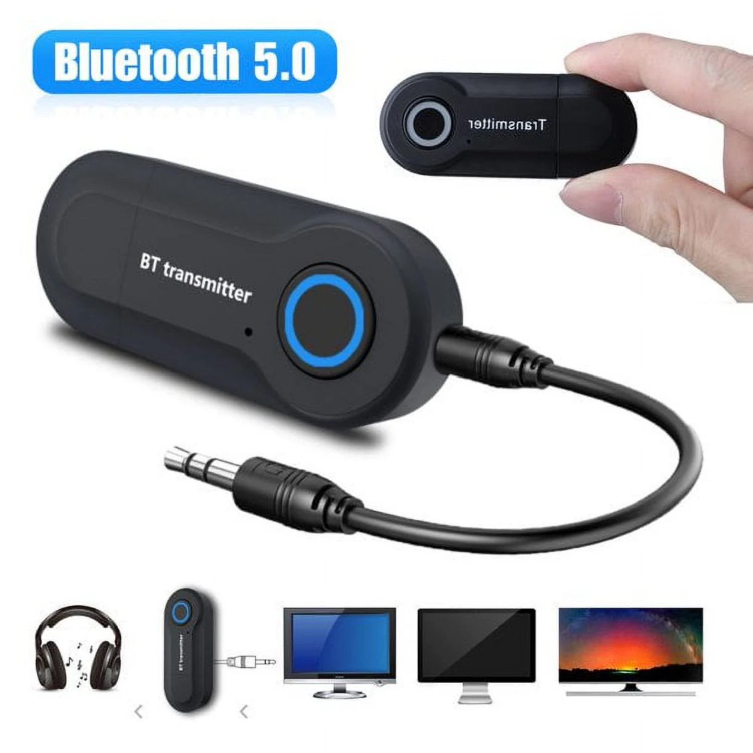 Bluetooth Wireless Audio Transmitter for TV, PC, Computer, CD Player,Music Player - Portable USB Bluetooth 5.0 Music Transmitter