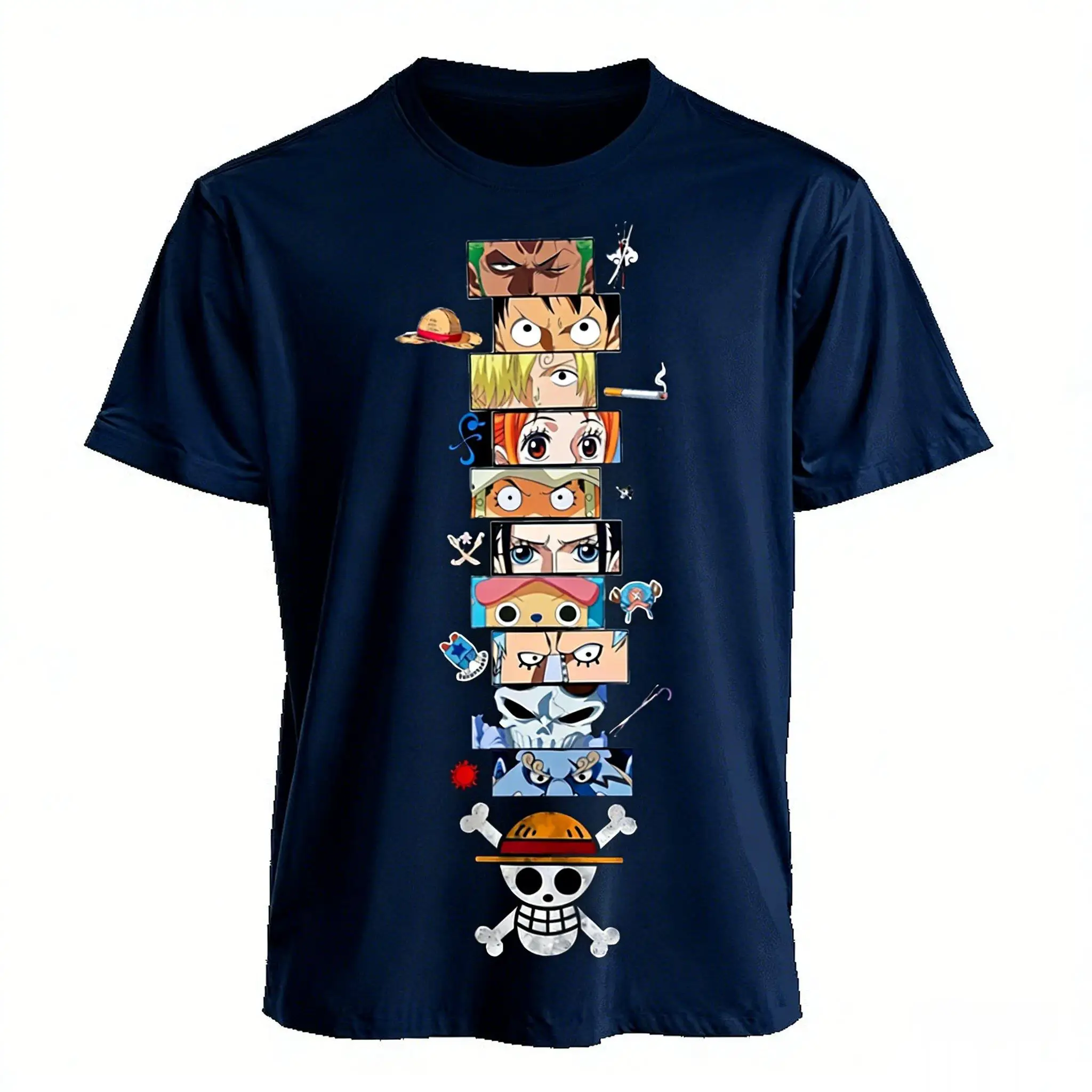 Camiseta de Anime One Piece 2026 con Luffy, Zoro y Ace para Hombre, Verano, Algodón, Manga Corta, Diseño Gráfico, Estilo Harajuku, Vintage, Casual