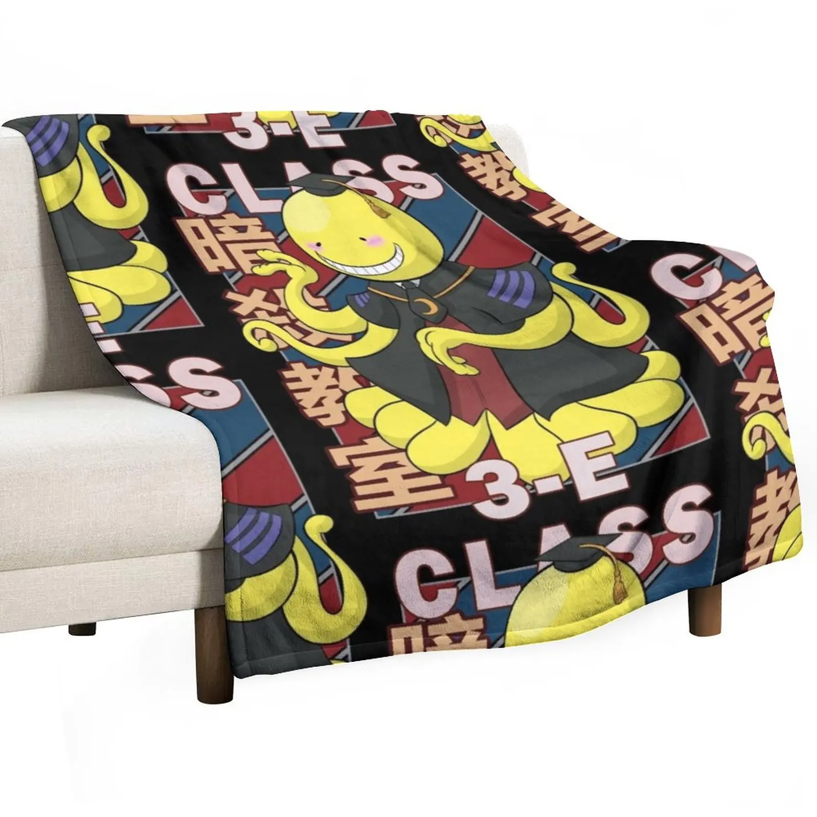Koro sensei V2 Vintage Stripe Design Throw Blanket Weighted Cute Plaid Luxury Bed covers for winter Blankets