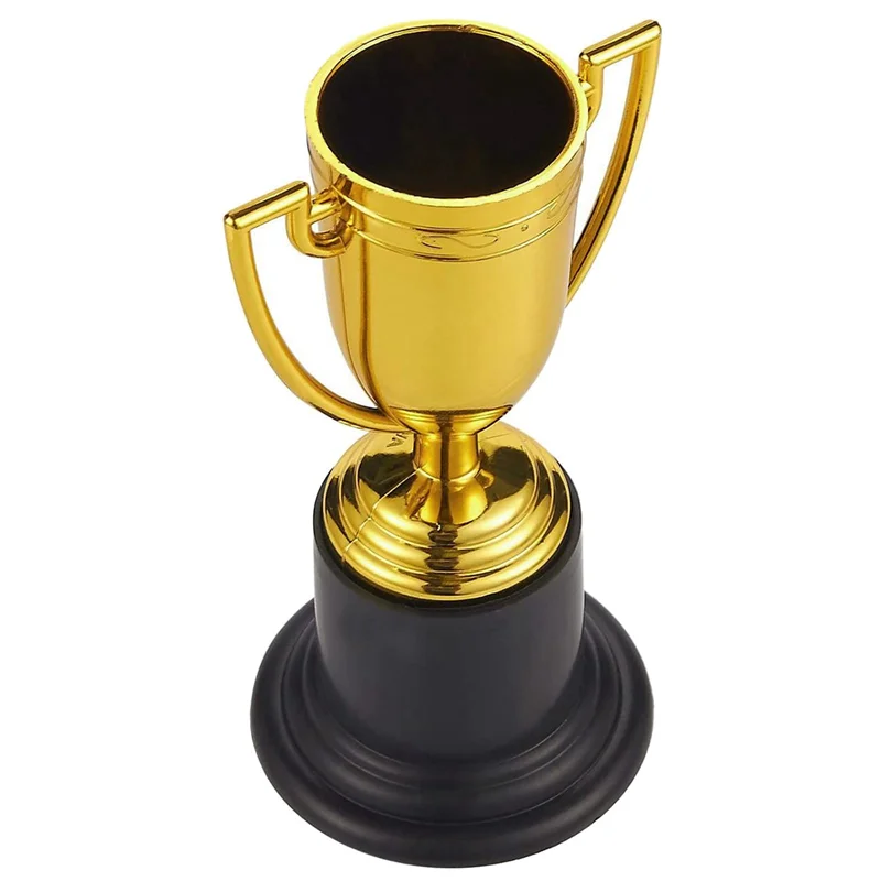 A04F-40PCS Mini Plastic Gold Cups Trophies For Party Children Early Learning Prizes Children's Holiday Trophy Reward