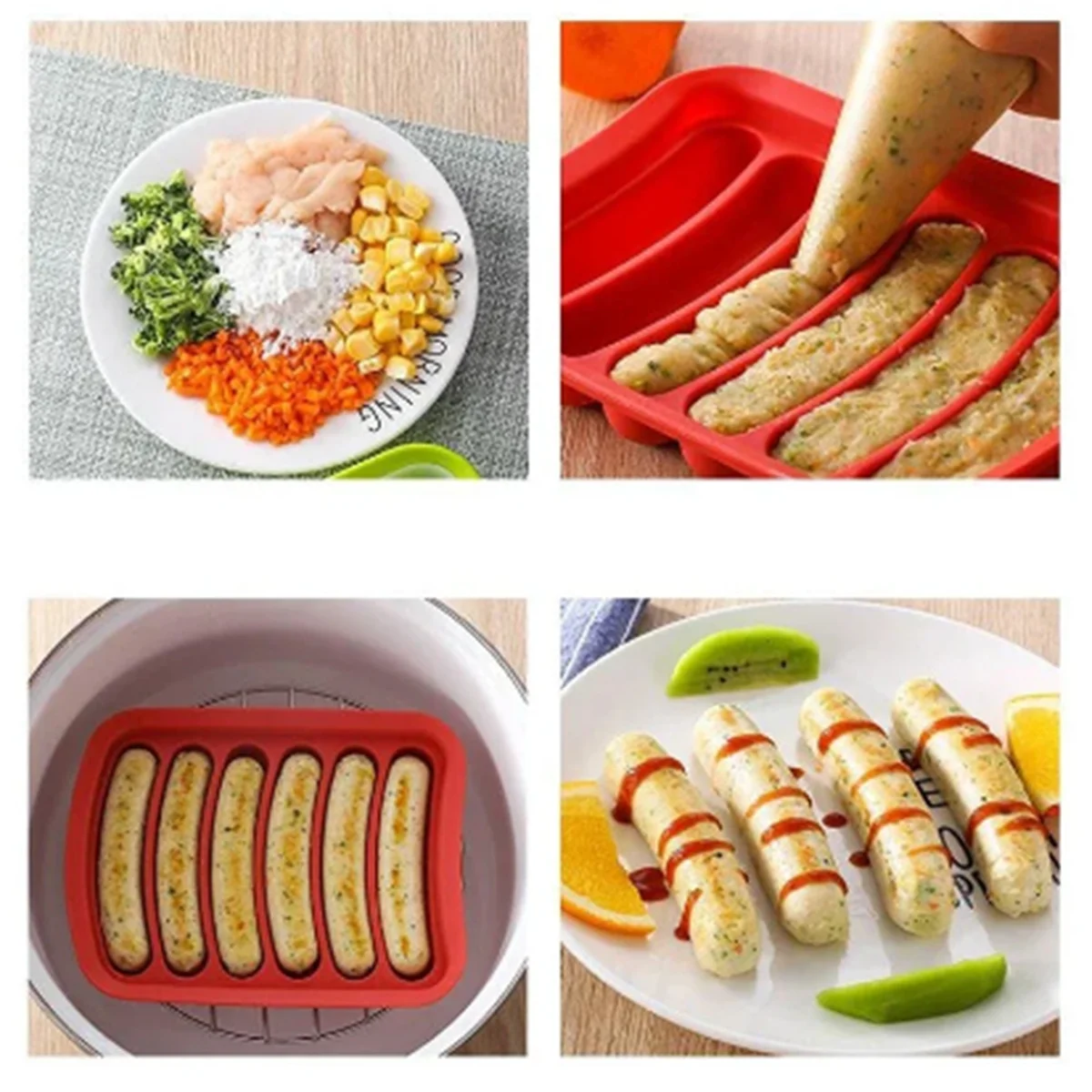 A96Q-Silicone fabricant de saucisses moule bricolage Silicone à la main Hamburger Hot Dog moule réutilisable accessoires de cuisine Gadget