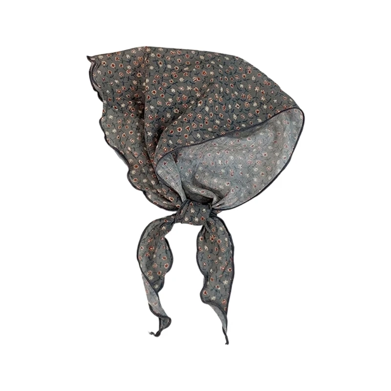 

Fashionable Polyester Headscarf Delicate Flower Pattern Headwrap Multipurpose Bandana Scarf Seasonal Wear Headpiece