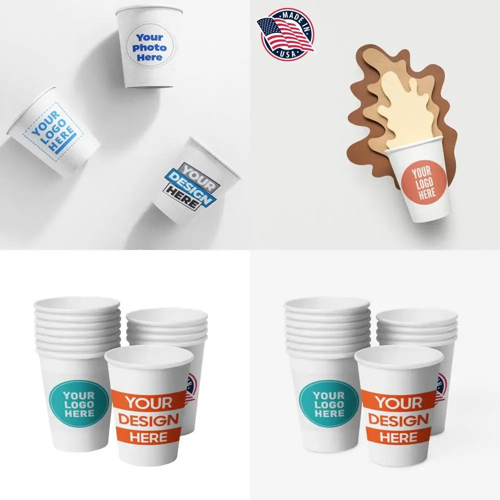 

Custom Logo Paper Coffee Cups - 12oz, 50 Pack, Suitable for Hot & Cold Beverages