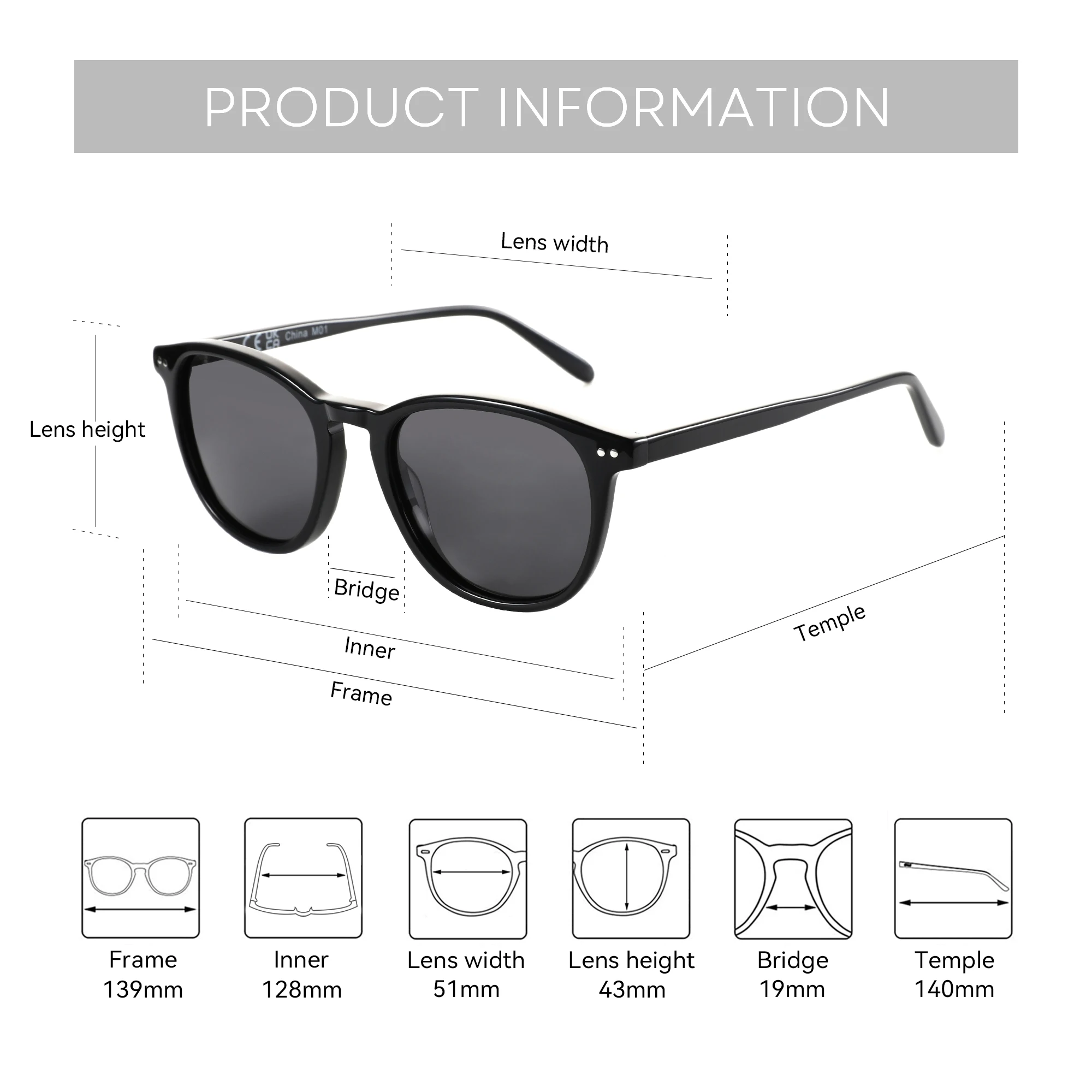 ZENOTTIC 2025, modische, quadratische, polarisierte Sonnenbrille, handgefertigte Acetat-Sonnenbrille mit Federbein, modischer runder Schirm für Männer und Frauen – Detail 6