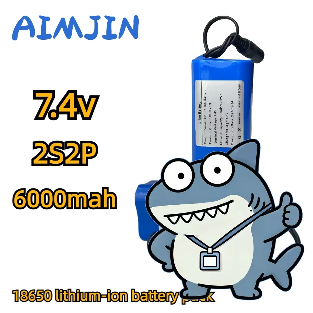 🔥7.4V 6000mAh 2S2P 18650 Rechargeable Lithium-ion Battery Pack,For Speakers, answering machines, wireless monitoring devices, L