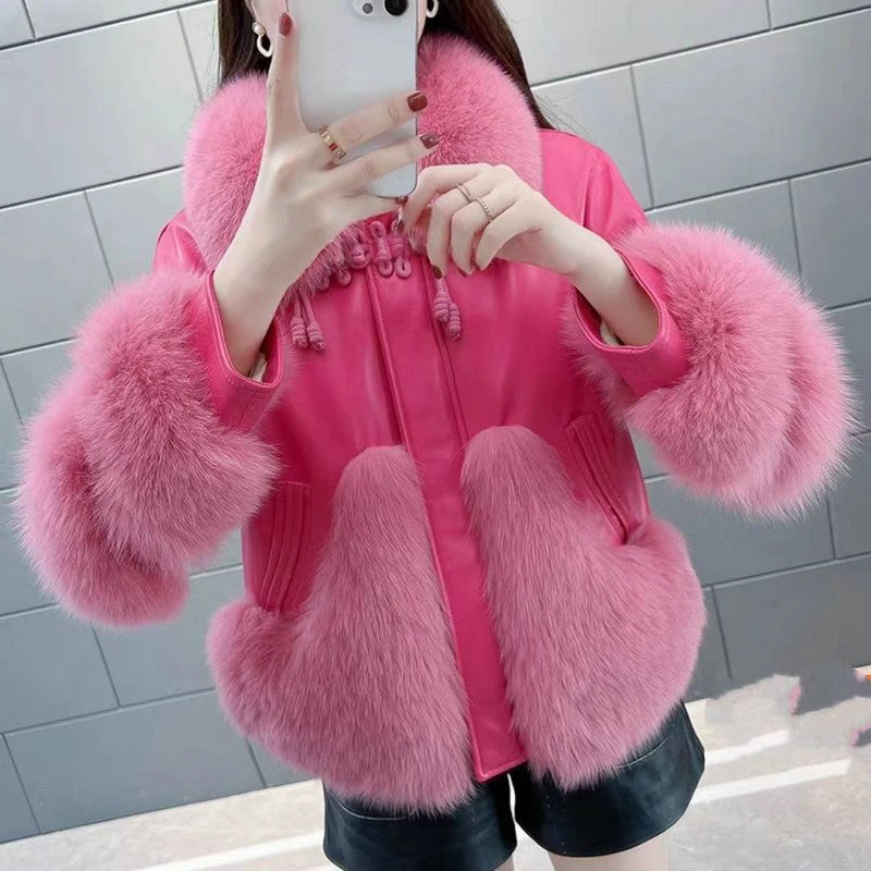 Jackets for Women Winter Fashion Goddess Environmental Protection Fur Coat High-End Washed Leather and Fur Leather Jacket