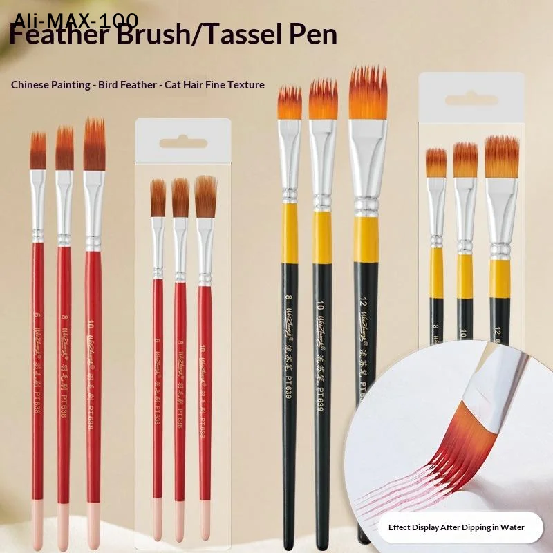 【AV】3Pcs Artist Paint Brushes Set Artist Paintbrushes For Acrylic Oil Watercolor Acrylic Painting Watercolor Creation
