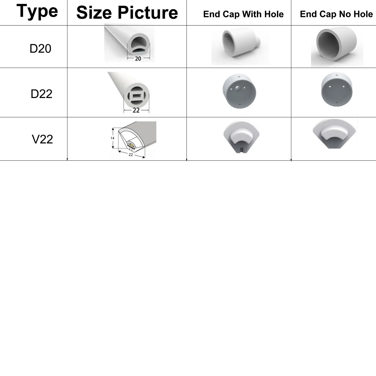 Neon Led Strip Tube End Cap WS2812B WS2813 SK6812 WS2811 Flexible LED Light Silica Gel Soft Lamp Tube End Plug With Hole/No Hole