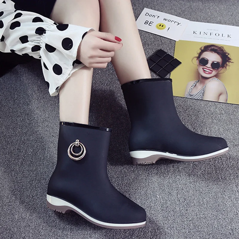 Spring New Fashion Rainy Day Casual Non-Slip Waterproof Short Women's Rubber Boots Rain Boots Spring And Autumn Women's Shoes