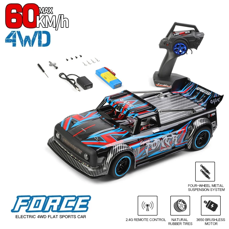 Wltoys 104072 1/10 4WD 60Km/H High Speed Racing 2.4GHz RC Car Upgrade Brushless Motor Off-Road Drift Car 284131 LCD Version