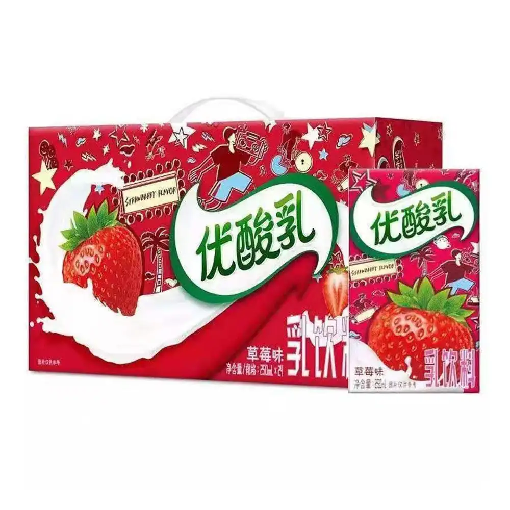 Yili-ストロベリーフレーバーヨグルトドリンク、250ml x 24