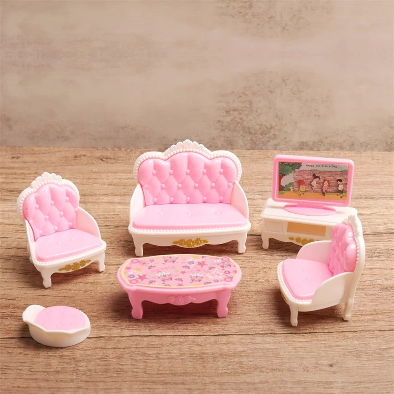 Miniatura Home Furniture Set, Boneca Acessórios para Quarto, Sala, Cozinha e Banheiro, Presente, 1:12