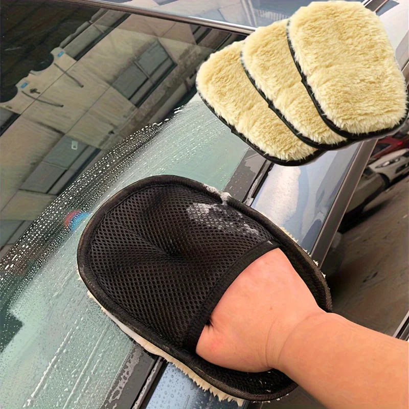 3 sets of home cleaning and car wash gloves, car cleaning and wax wiping, home cleaning gloves for faster cleaning and sanding o