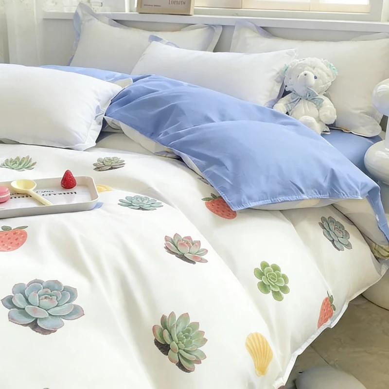Rustic Style Duvet Cover 100% Pure Washed Cotton, Wrinkle-Resistant, Anti-Allergy Hotel Linen, Four Seasons Comfort Bedding Set