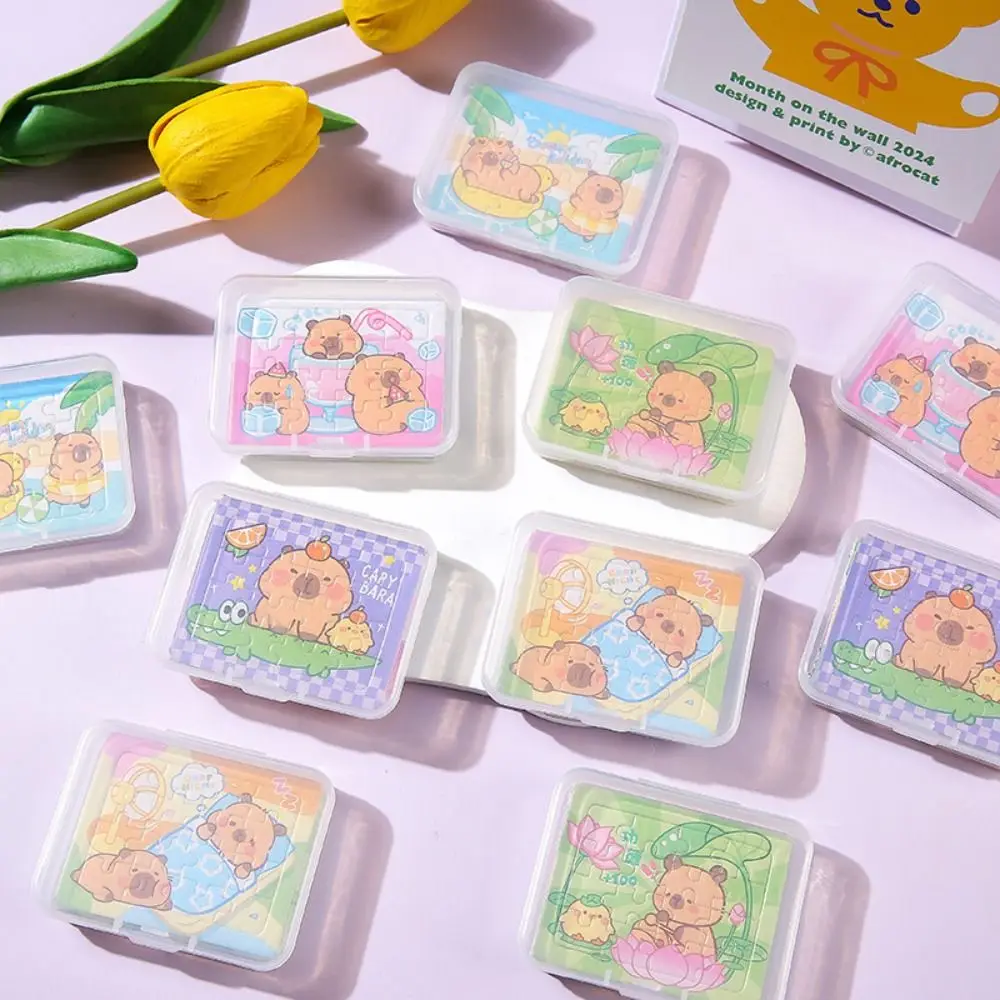 

5PCS New Cartoon Animal Capybara Paper Jigsaw Puzzles Double-Sided DIY Capybara Puzzle Cute Mini Favors School Prizes