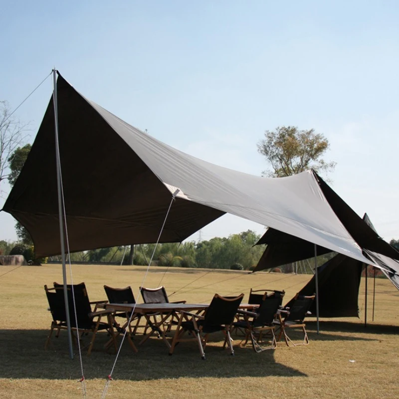 Extra Large Rainproof Sun Proof butterfly Shaped Hexagonal Camping Vinyl Picnic Beach Canopy Canopy Tent