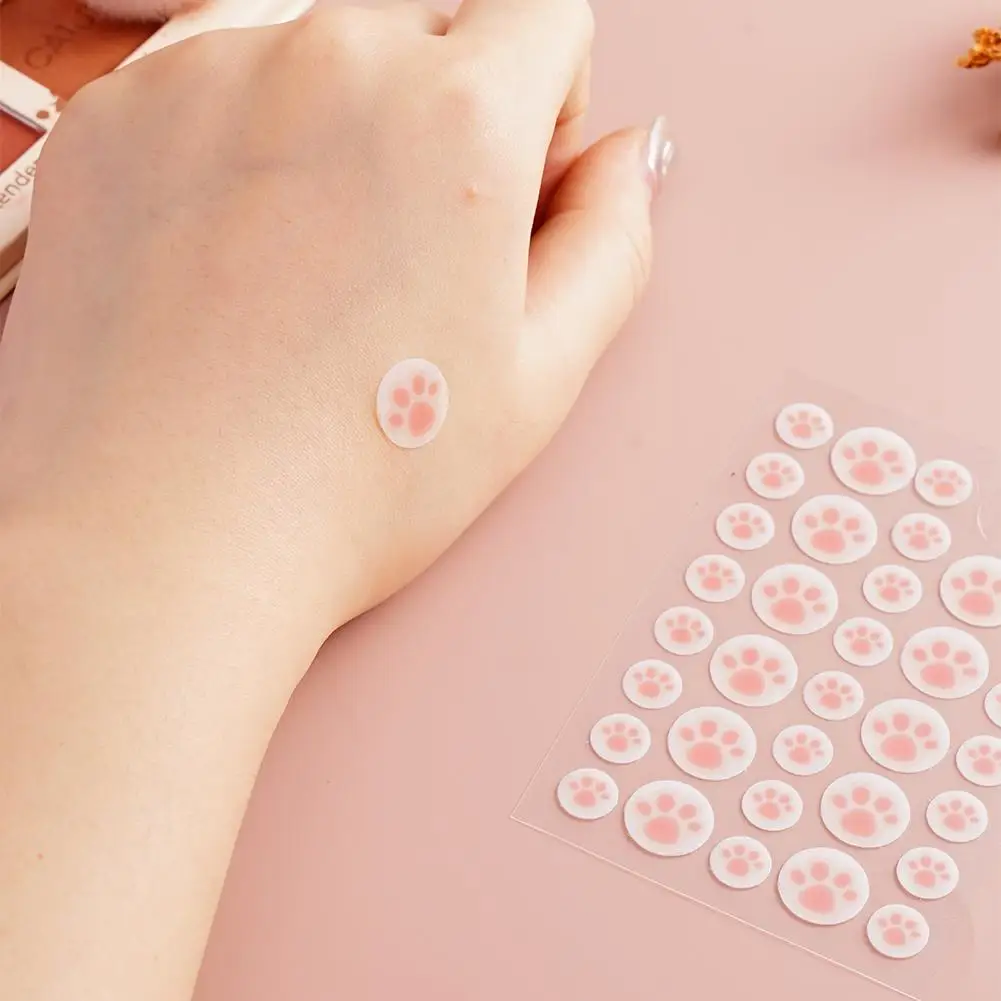 Hydrocolloid Acne Pimple Patch 36 Counts Cute Cat Paws Shaped Acne Absorbing Cover Patch, Invisible For Acne Dots
