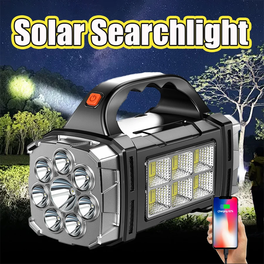 

Солнечный прожектор белый + желтый свет мощный перезаряжаемый фонарик фонарь для кемпинга Power Bank палатка фонари для патрульной рыбалки