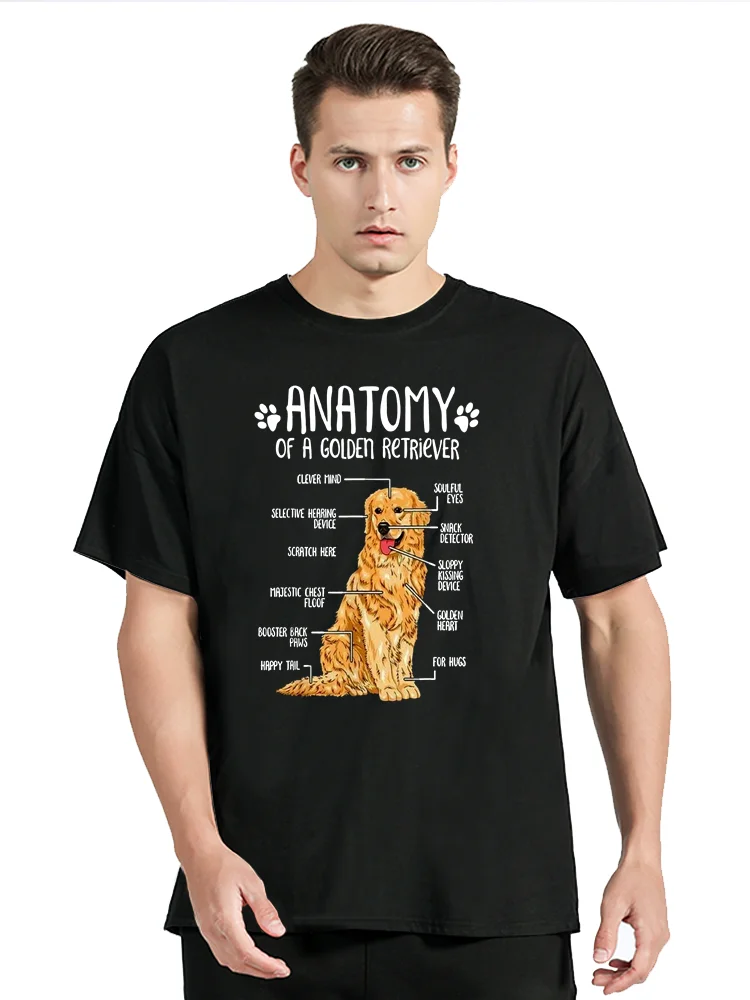 Funny Golden Retriever Anatomy Unique Dog Lovers T-Shirt Casual T Shirt Cotton Tops Tees Men's Clothing Oversized Unisex Tshirt