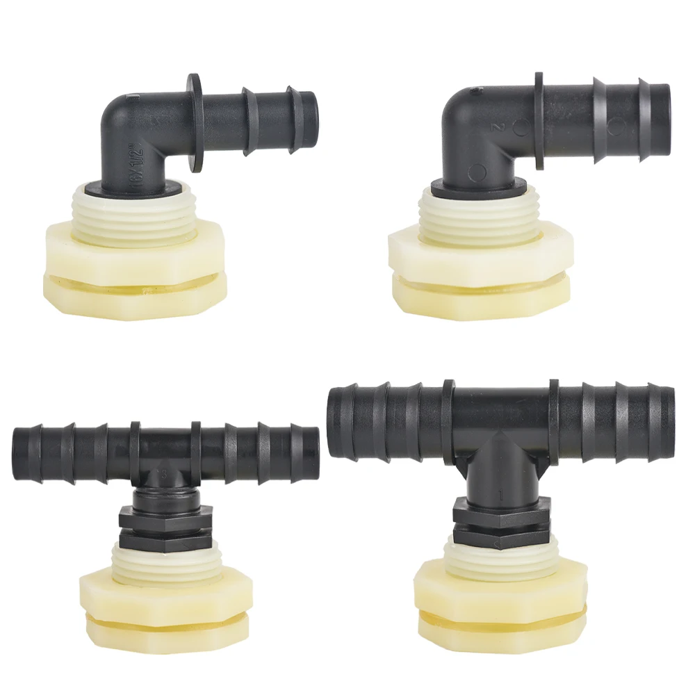 1/2 3/4 1 inch PVC Bulkhead Water Tank Connector with Plugs Thru-Bulk Pipe Fitting for Rain Barrels Aquariums