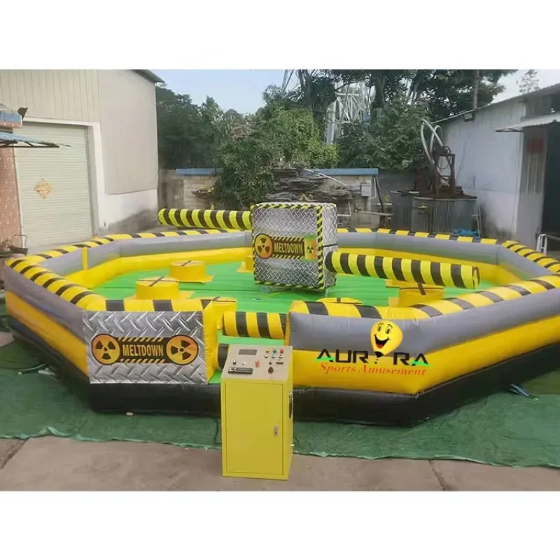 ألعاب آلة للأطفال في الهواء الطلق التي تدور ألعاب رياضية قابلة للنفخ على شكل دائري لعبة عقبات دوارة قابلة للنفخ