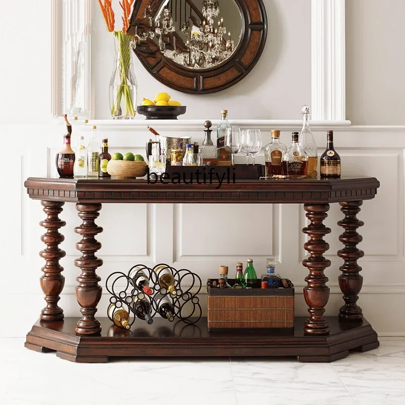 

A07 American Country Solid Wood Console Home Console Tables French Post-Modern Curio Cabinet Sofa Tables Entrance Cabinet