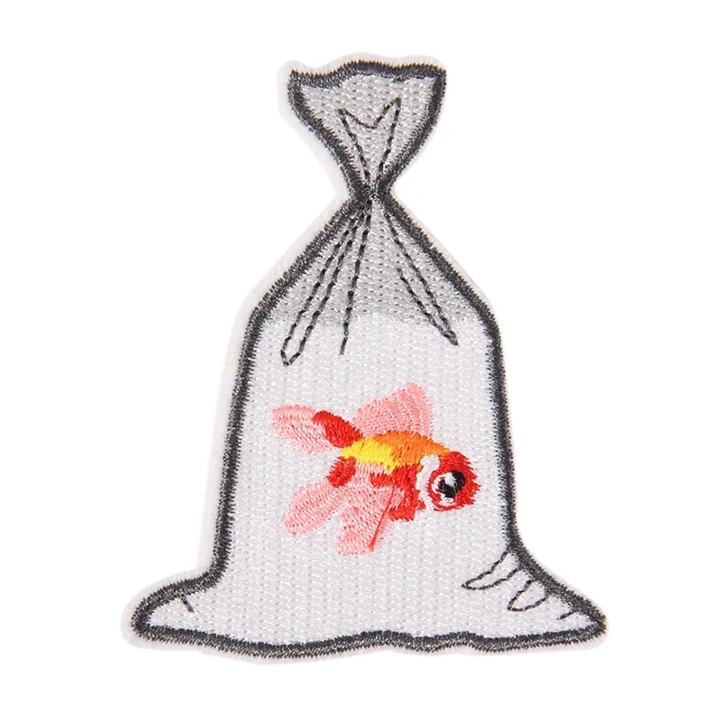 Goldfish Embroidered Patches for Clothes, Iron on Garment Applique, DIY Accessory, Party Decor, Animal, 1 Piece