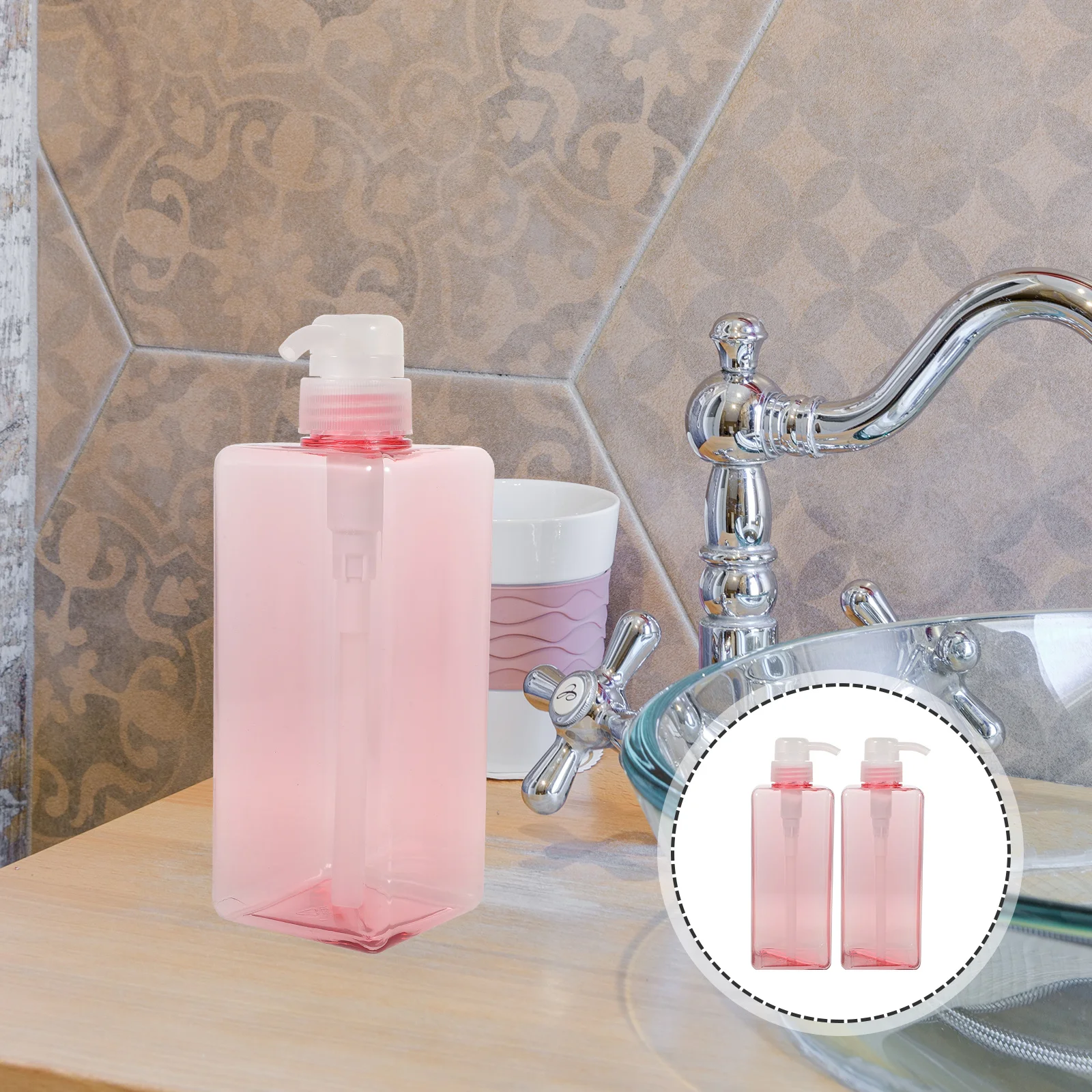 

2pcs 650Ml Square Emulsion Refillable Shampoo Dispenser Liquid Soap Pump For Body Wash Lotion Essential Oil Home Bathroom