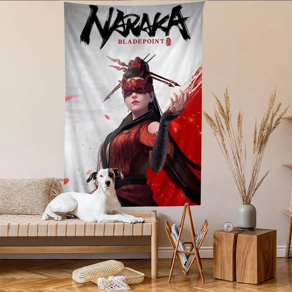 Naraka Bladepoint Bedruckter Großer Wandteppich, Hängende Tarot-Hippie-Wandteppiche, Günstige Hippie-Wanddekoration für Studentenwohnheime